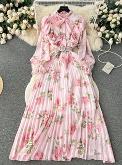 Sweet Rose Purfle Pleated Maxi Dresses