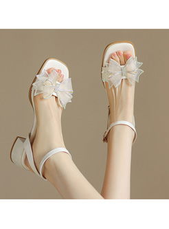 Fairy Bowknot Block Heels Women Sandals