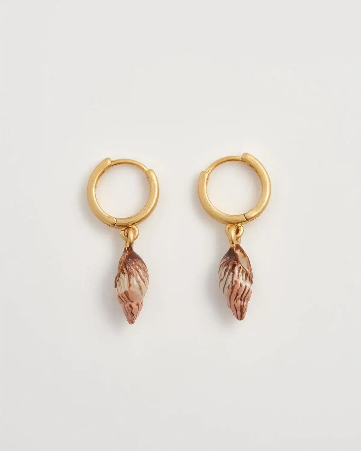 Image of Spiral Shell Worn Gold Huggie Hoops