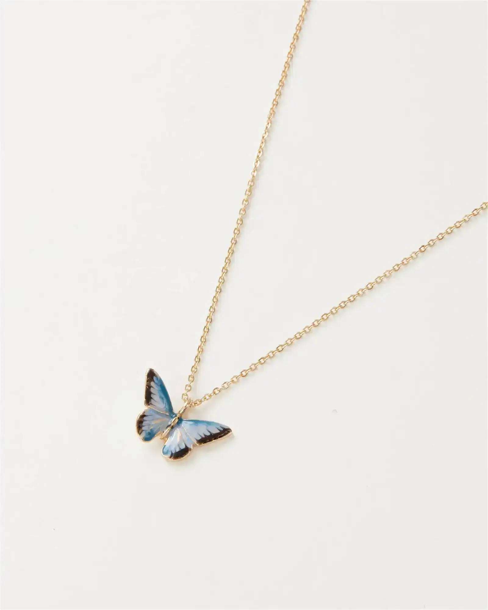 Image of Enamel Blue Butterfly Short Necklace
