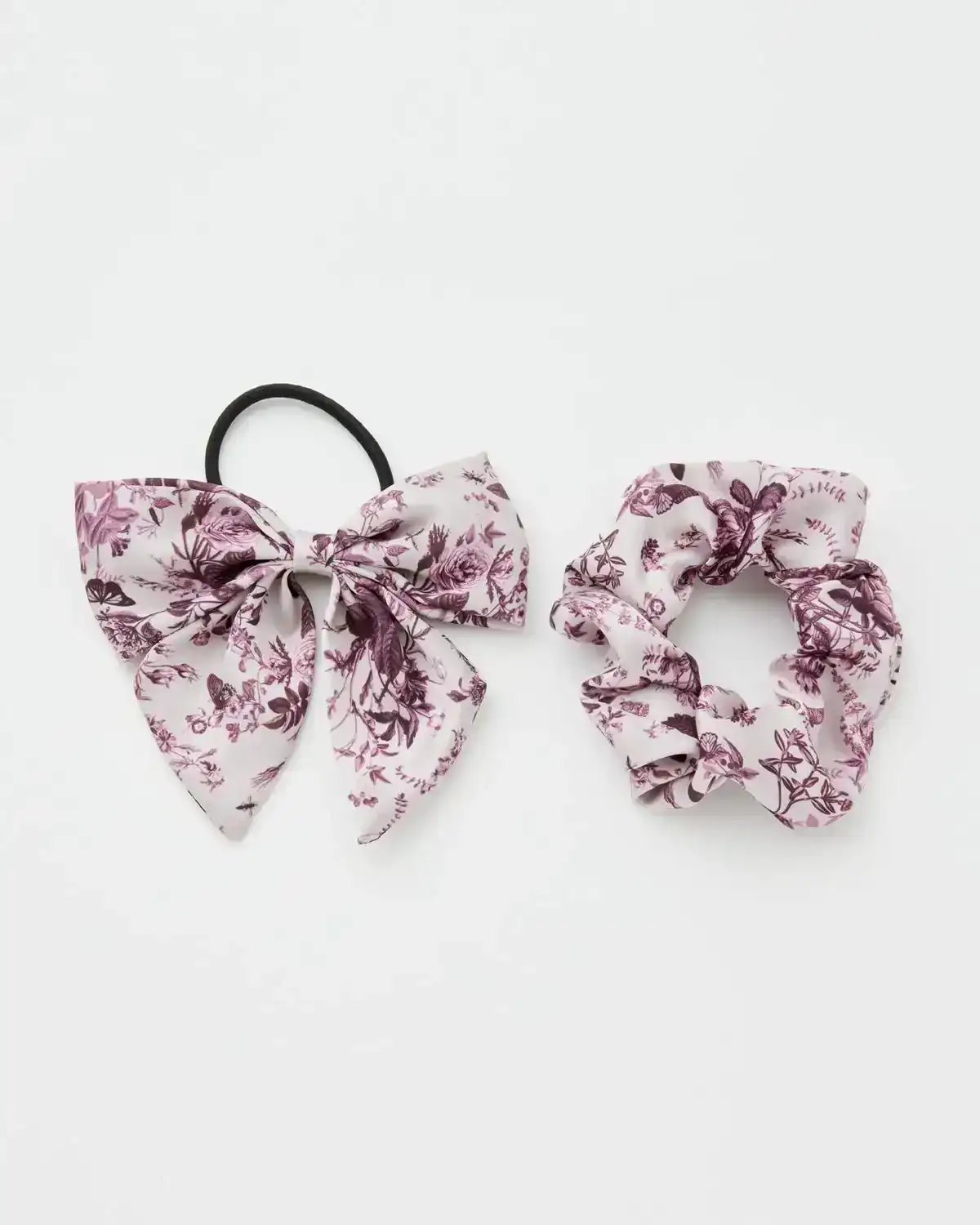 Image of Rambling Rose Scrunchie & Bow Set Burgundy