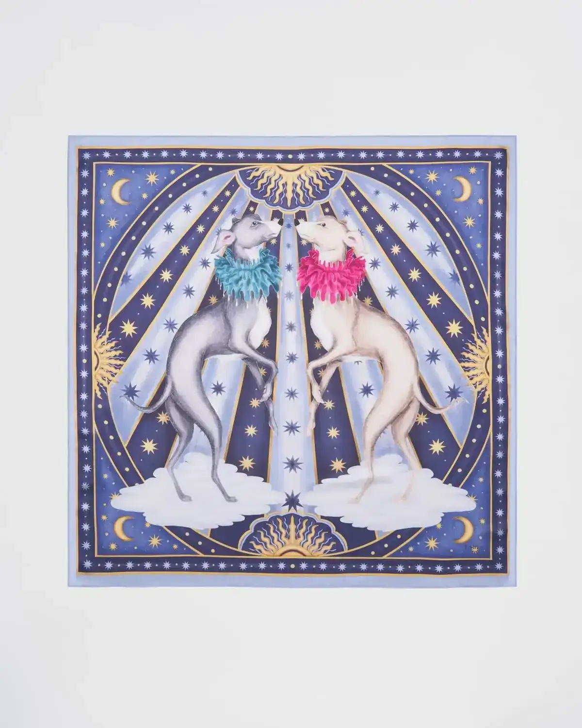 Image of Catherine Rowe Pet Portraits Whippet Blue Silk Square Scarf