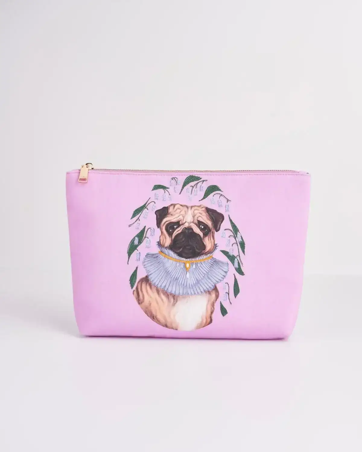 Image of Catherine Rowe Pet Portraits Pug Pink Cotton Pouch
