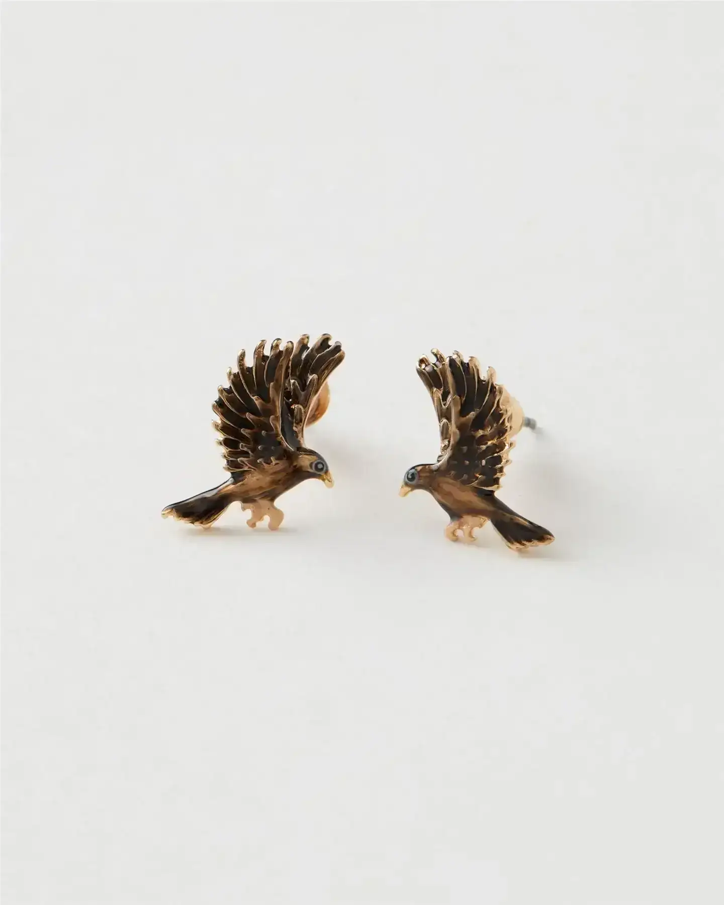 Image of Enamel Black Bird Stud Earrings