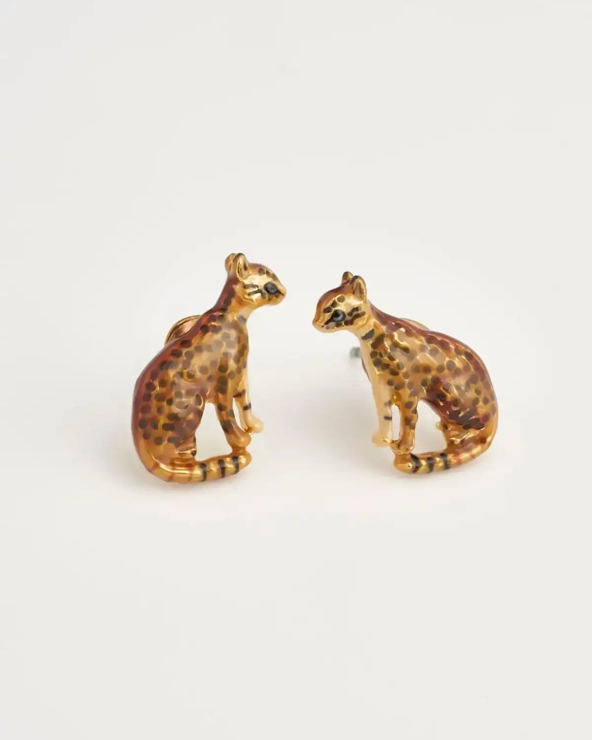 Image of Enamel Bengal Cat Stud Earrings