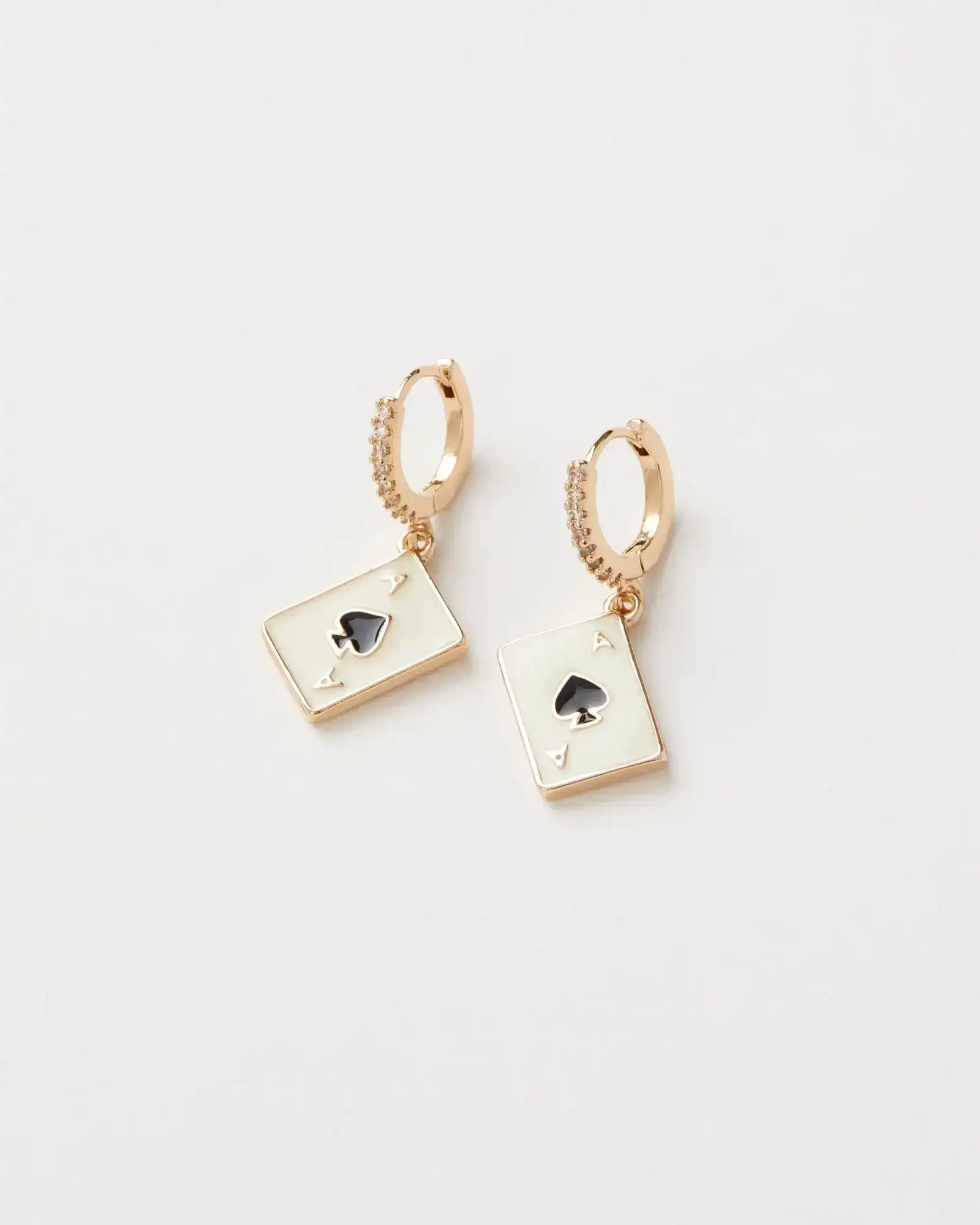 Image of Enamel Ace of Spades Huggie Earrings