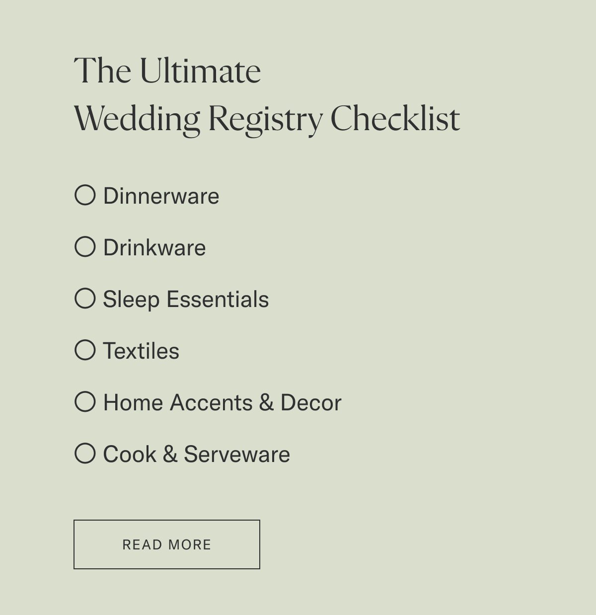The ultimate wedding registry checklist