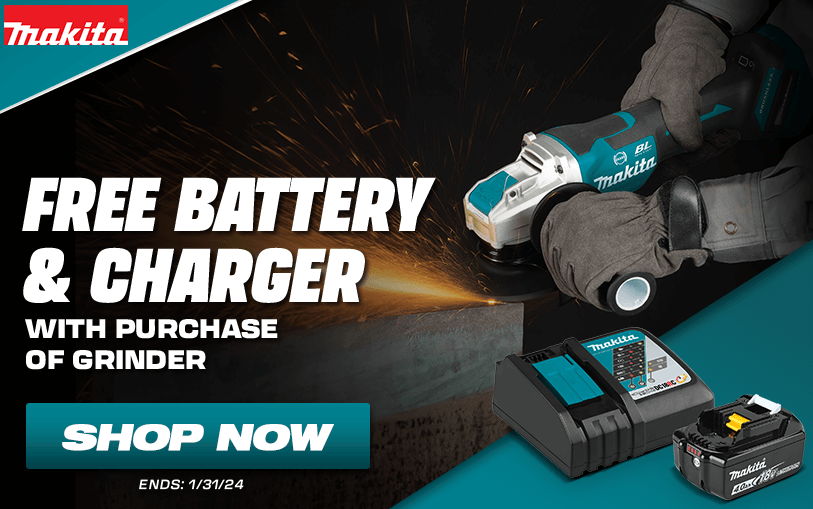 Free Makita Battery And Charger With Purchase of Grinder | Shop Now