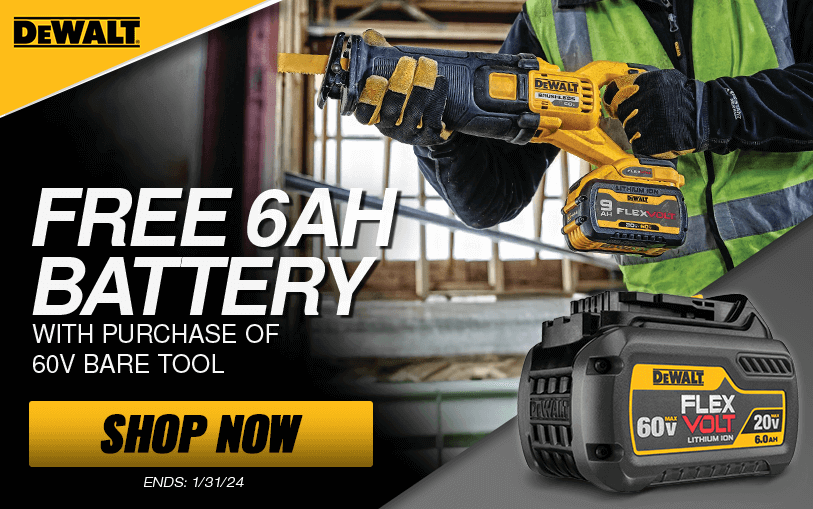 FREE DeWALT 6AH Battery With Purchase Of 60V Bare Tool