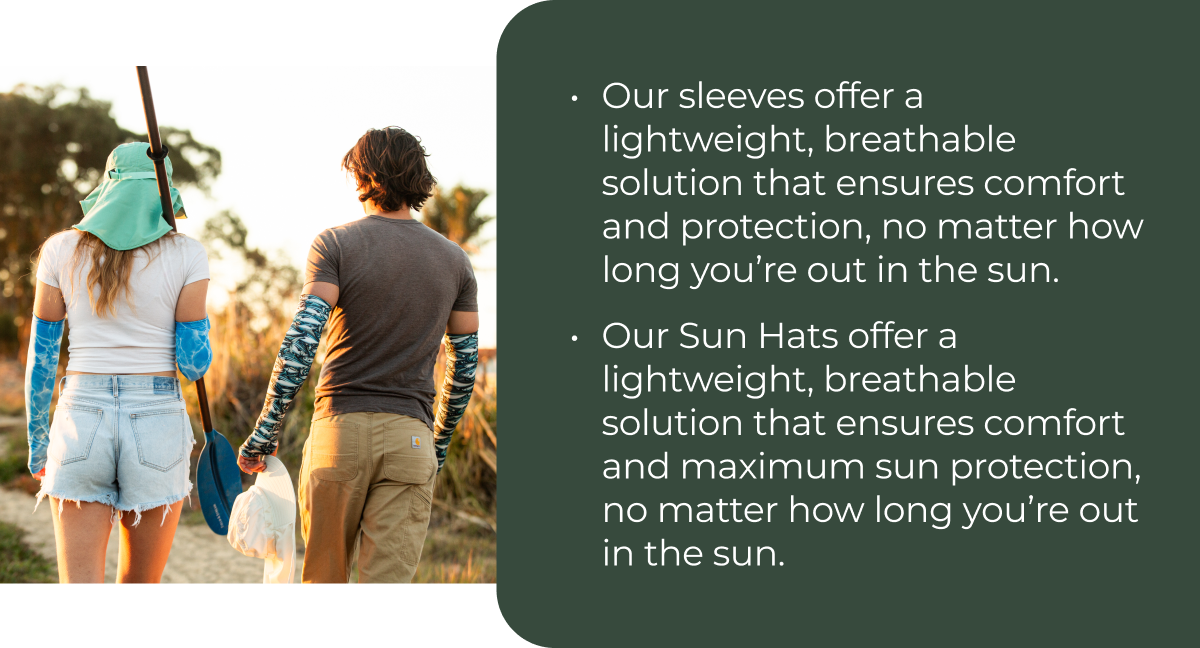 Our sleeves offer a lightweight, breathable solution that ensures comfort and protection, no matter how long you’re out in the sun. Our Sun Hats offer a lightweight, breathable solution that ensures comfort and maximum sun protection, no matter how long you’re out in the sun.