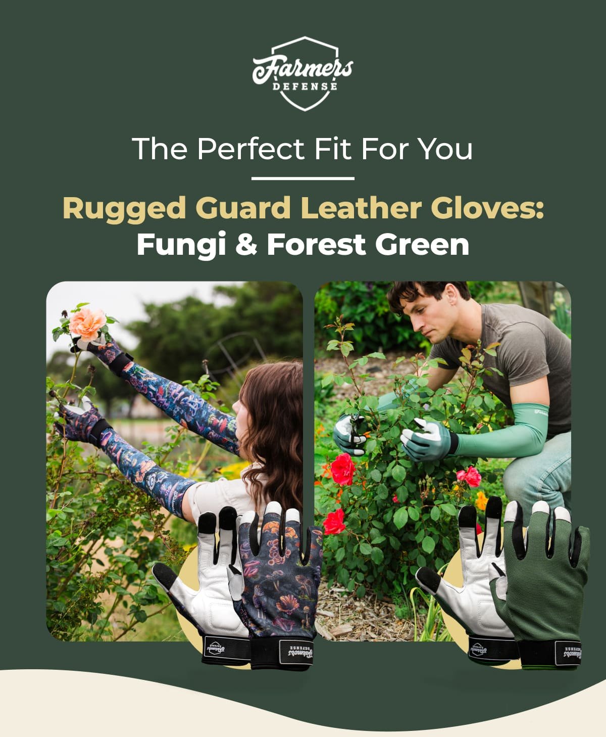 The Perfect Fit For You | Rugged Guard Leather Gloves: Fungi & Forest Green