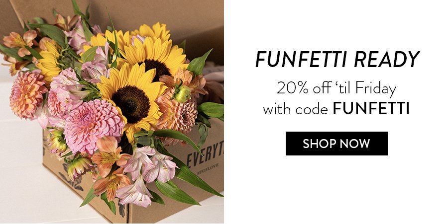 Funfetti Ready 20% off 'til Friday with code FUNFETTI