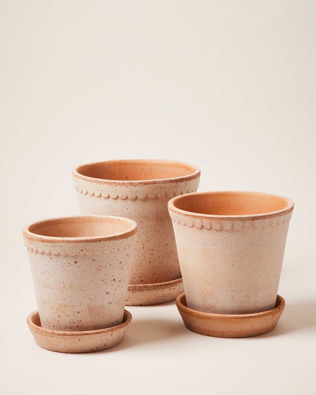 Image of Scalloped Terracotta Garden Pot and Saucer