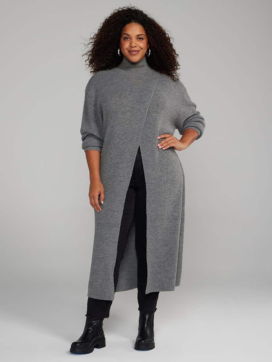 Image of Mockneck Split Front Cardigan