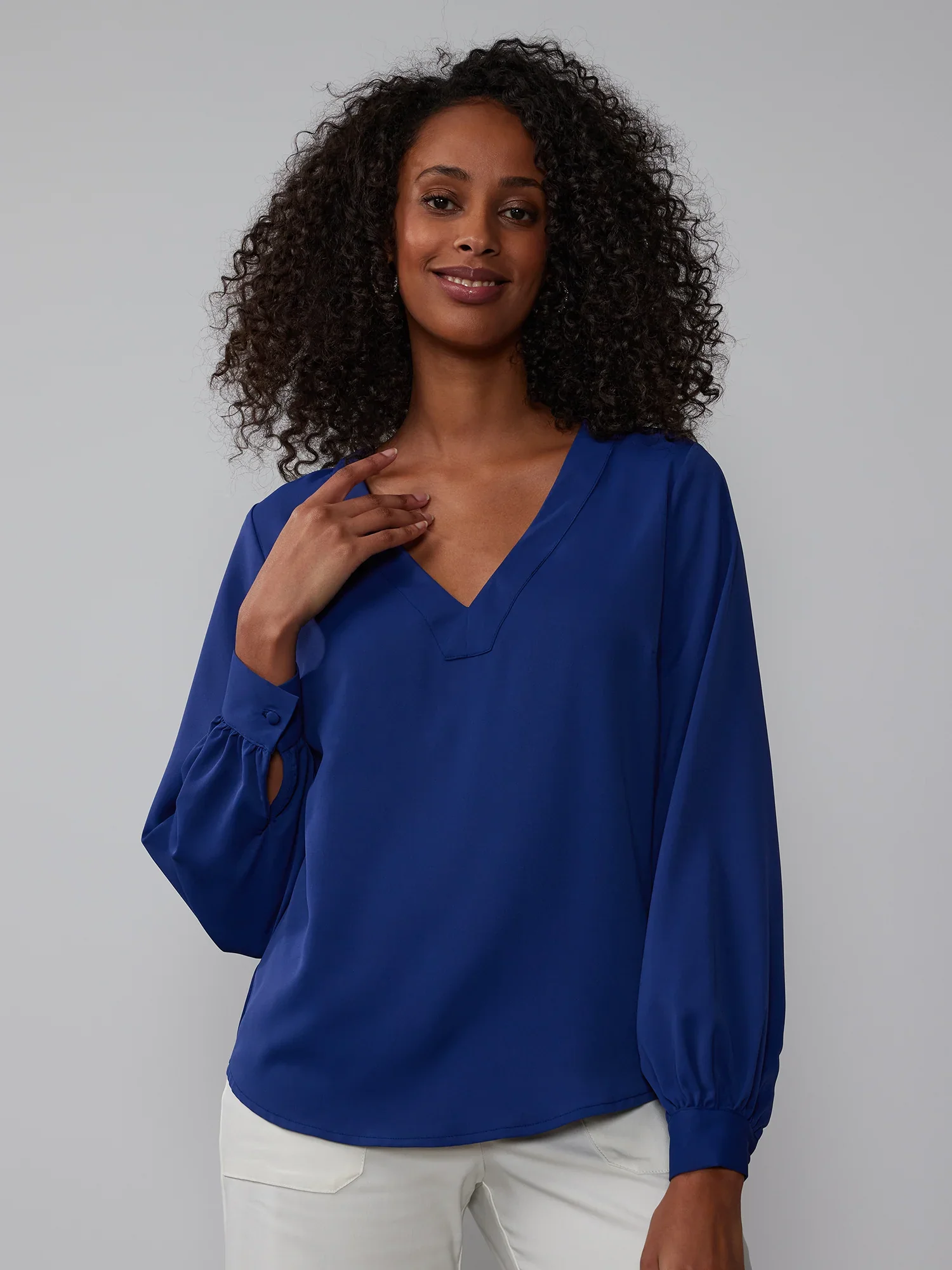 Long Sleeve V-Neck Blouse