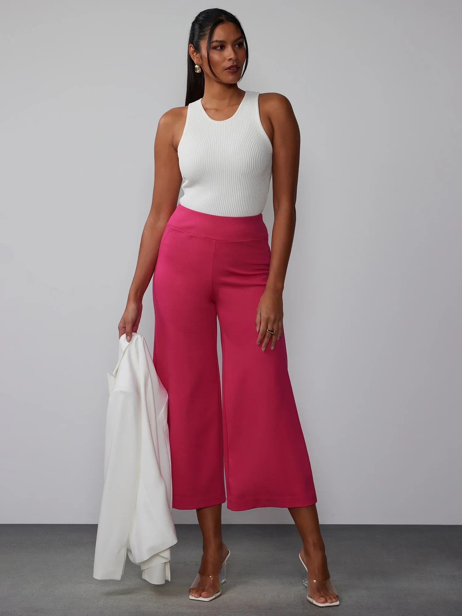 Image of Ponte Pull On Palazzo Crop Pant