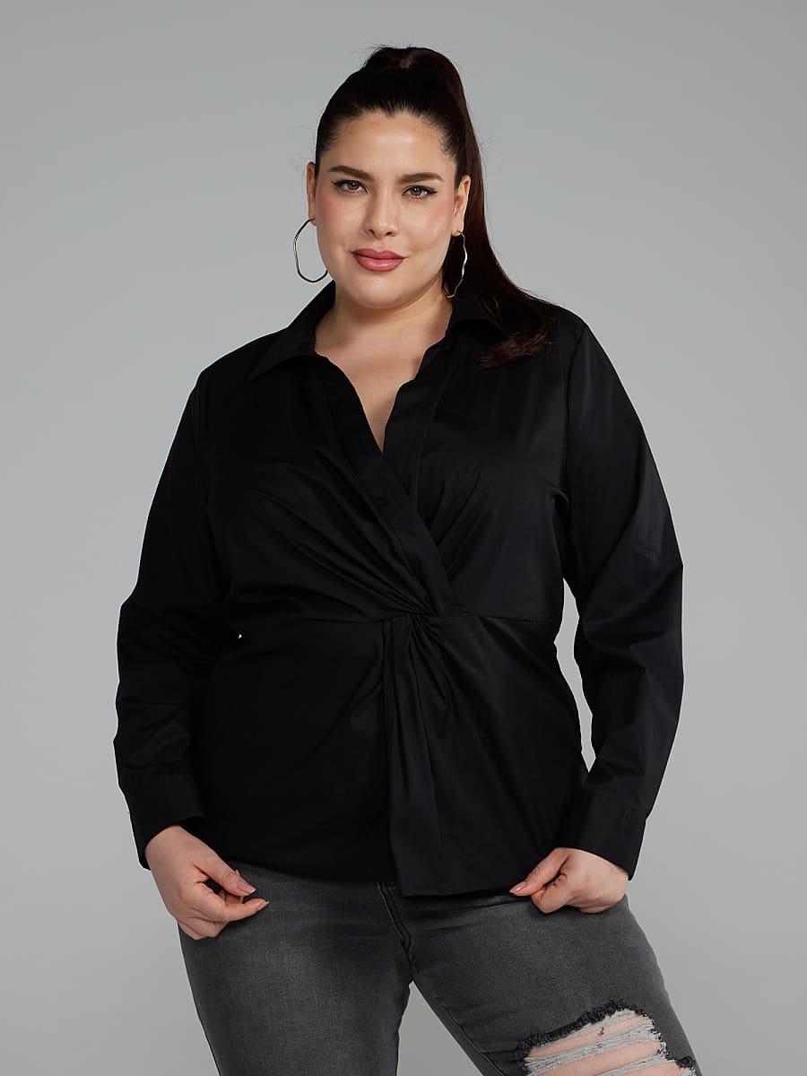 Image of Twist Front Collared Shirt