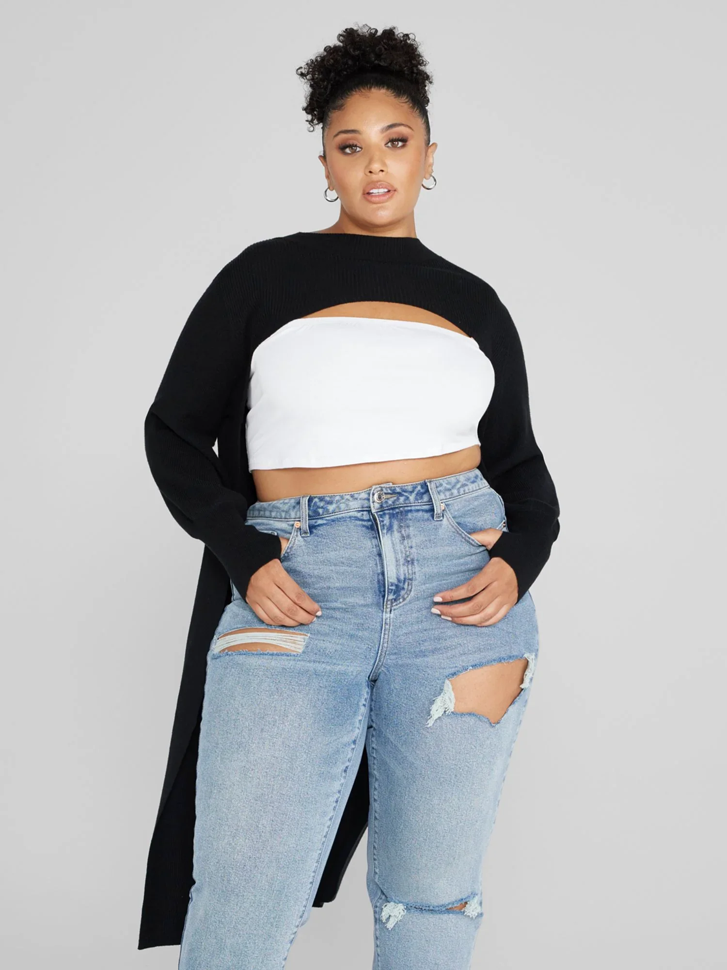 Image of Selina Cutout Ribbed Knit Long Sweater