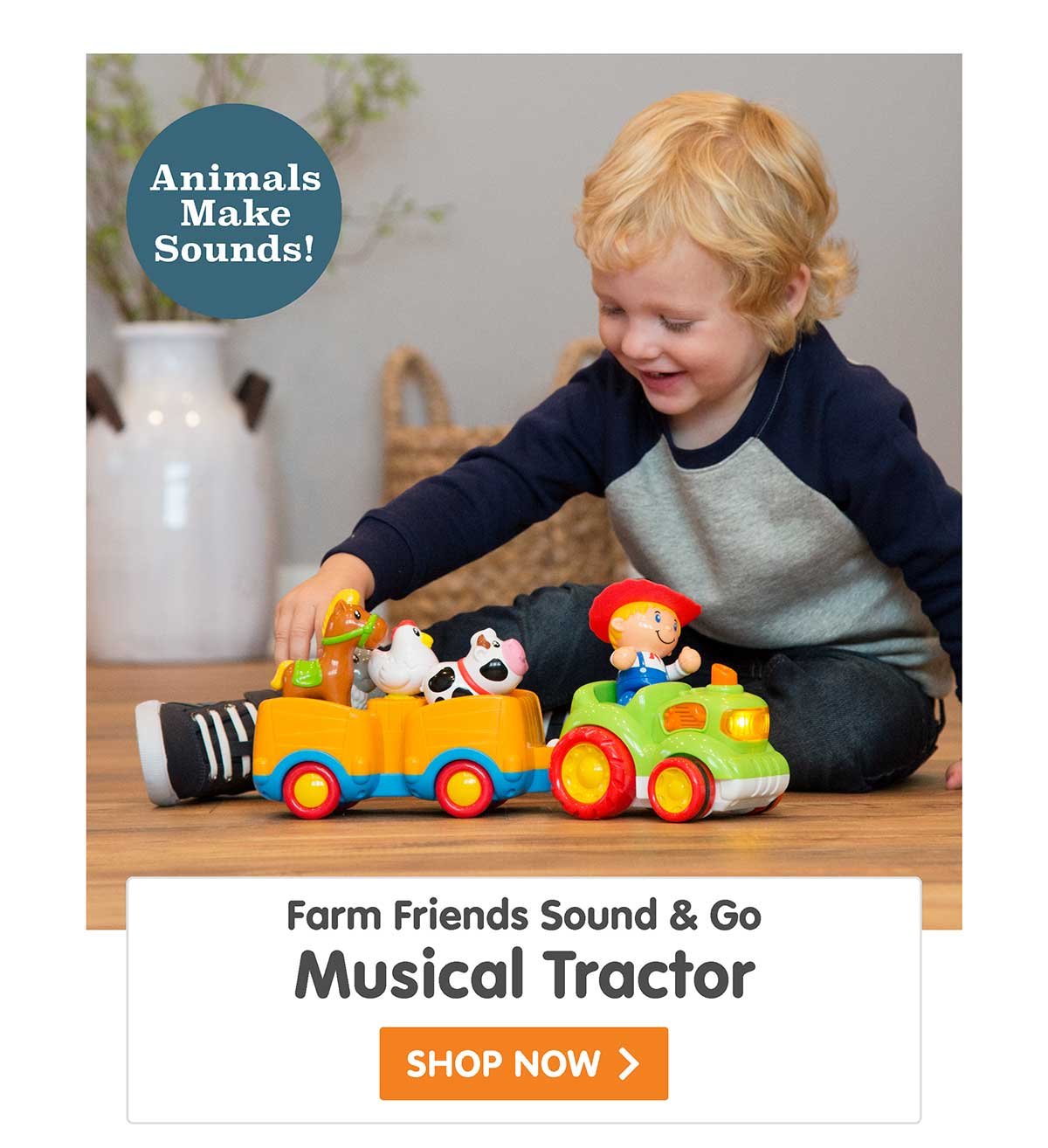 Farm Friends Sound & Go Musical Tractor - Animals Make Sounds!