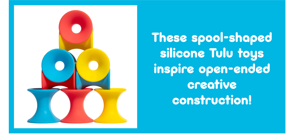 Tulu - These spool-shaped silicone Tulu toys inspire open-ended creative construction!