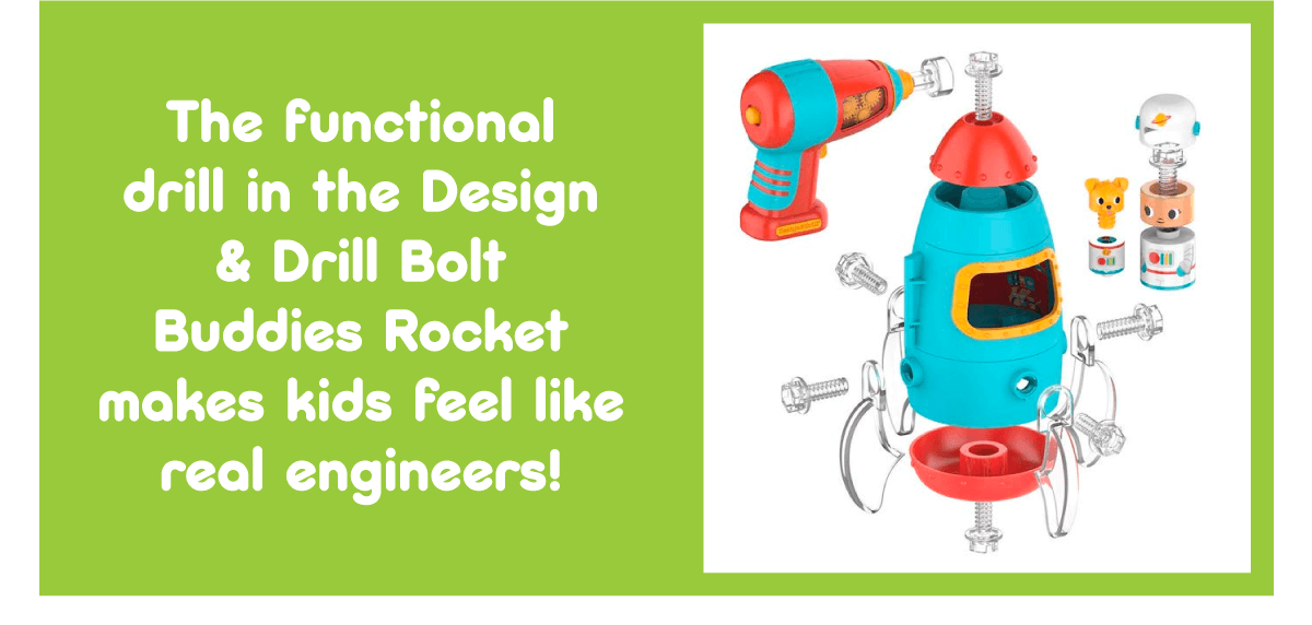 Design & Drill Bolt Buddies Rocket - The functional drill in the Design & Drill Bolt Buddies Rocket makes kids feel like real engineers!