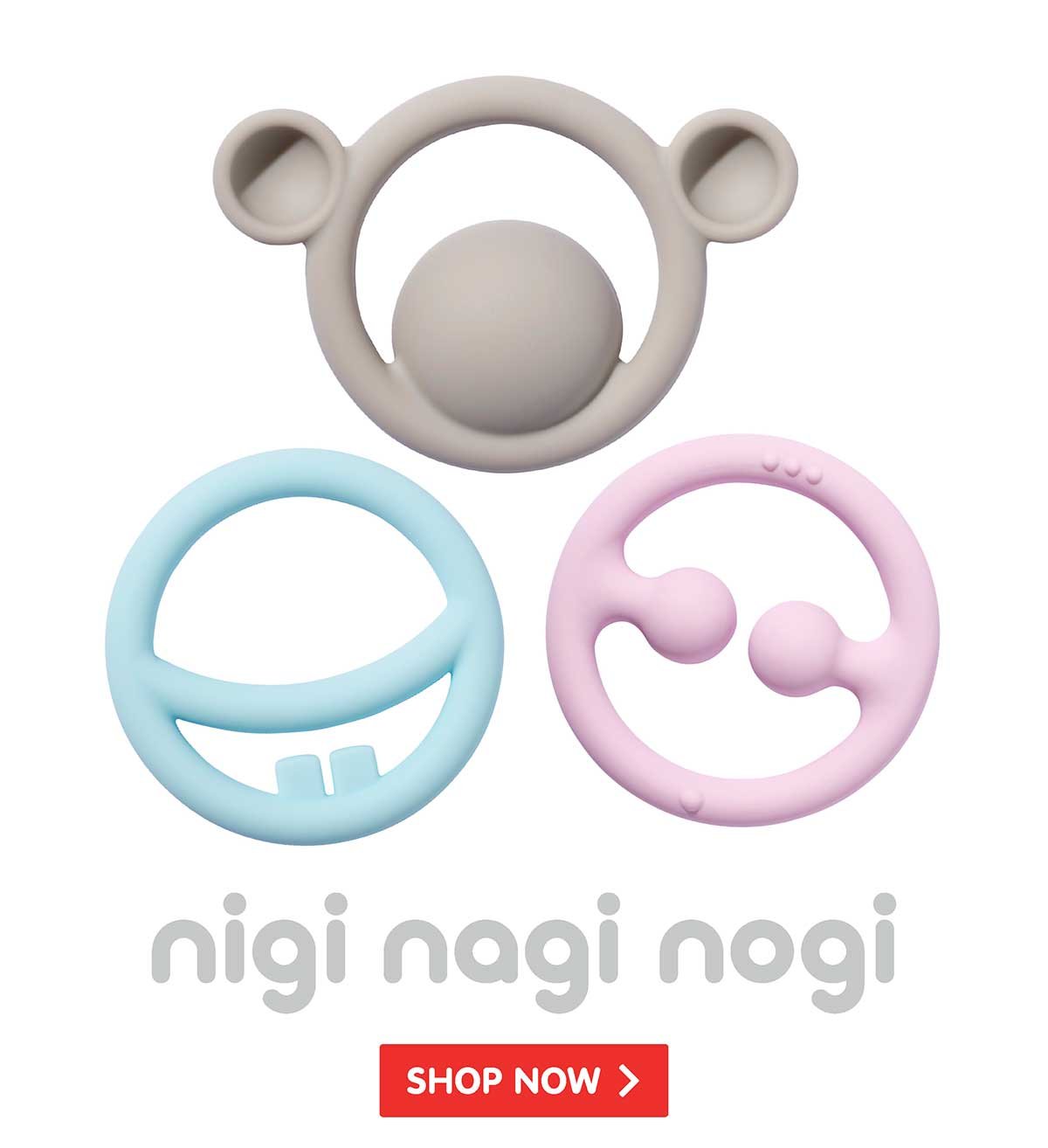 Nigi Nagi and Nogi Teething Rings by MOLUK