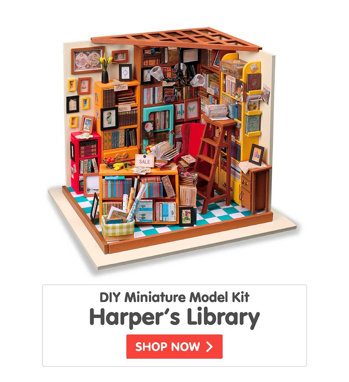 DIY Miniature Model Kit: Harper’s Library