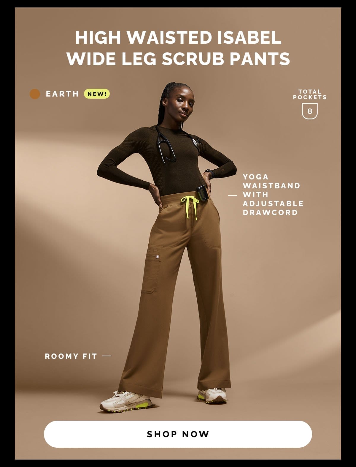 SHOP HIGH WAISTED ISABEL WIDE LEG SCRUB PANTS