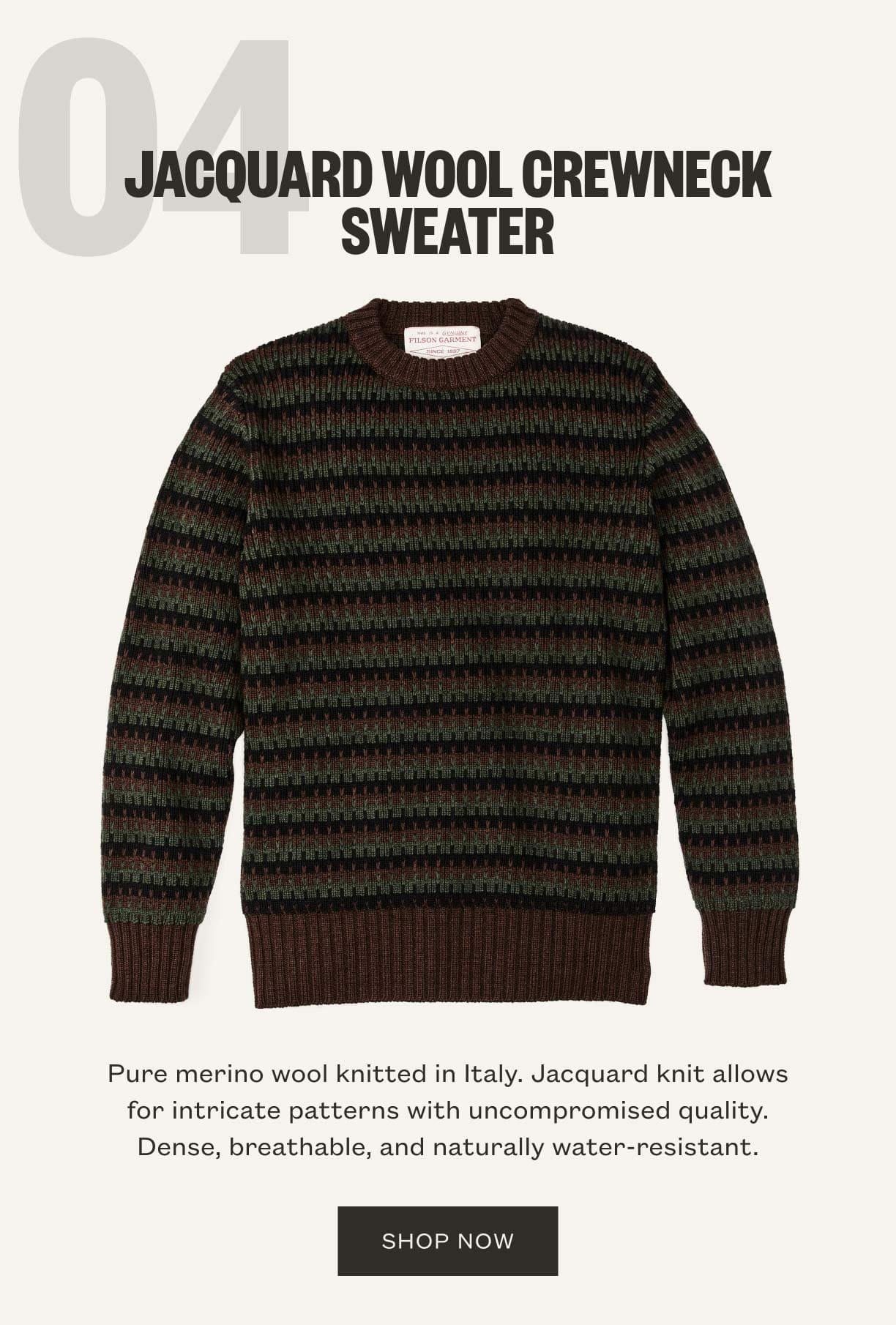 Jacquard Wool Crewneck Sweater