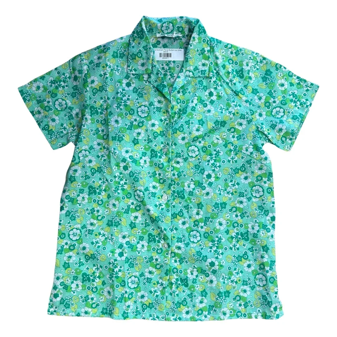 Image of Vintage Seafoam Floral Button-Up (S/M)