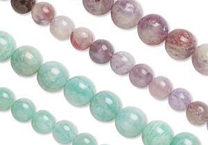 Plum Tourmaline and African Amazonite Gemstone Bead Strands