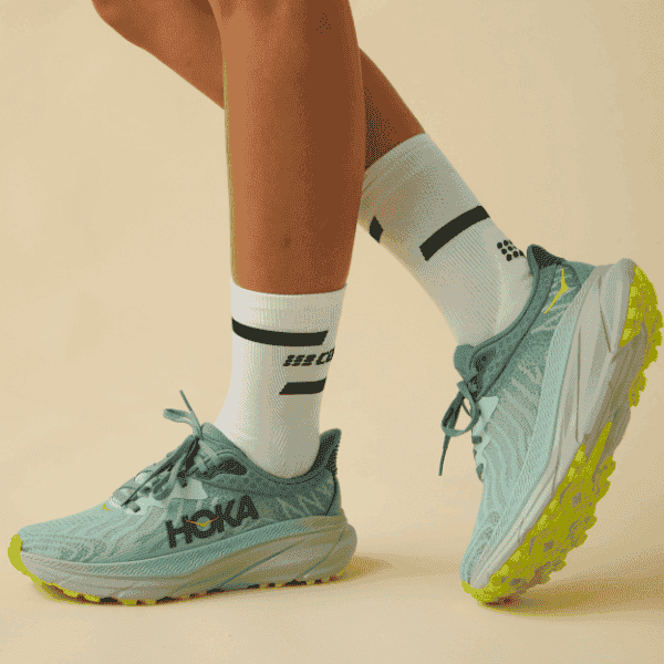 Woman wearing HOKA trail shoes