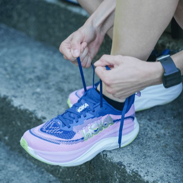 Woman wearing HOKA Skyflow