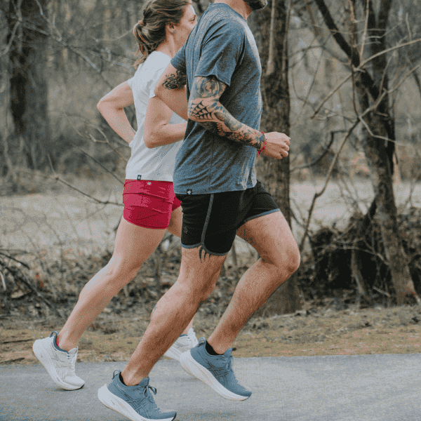 Man and woman running together