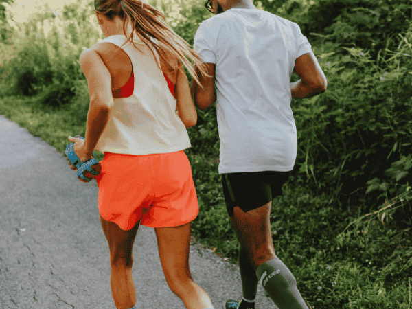 Man and woman running together