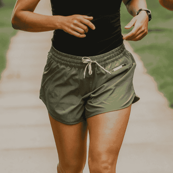 Woman wearing running shorts