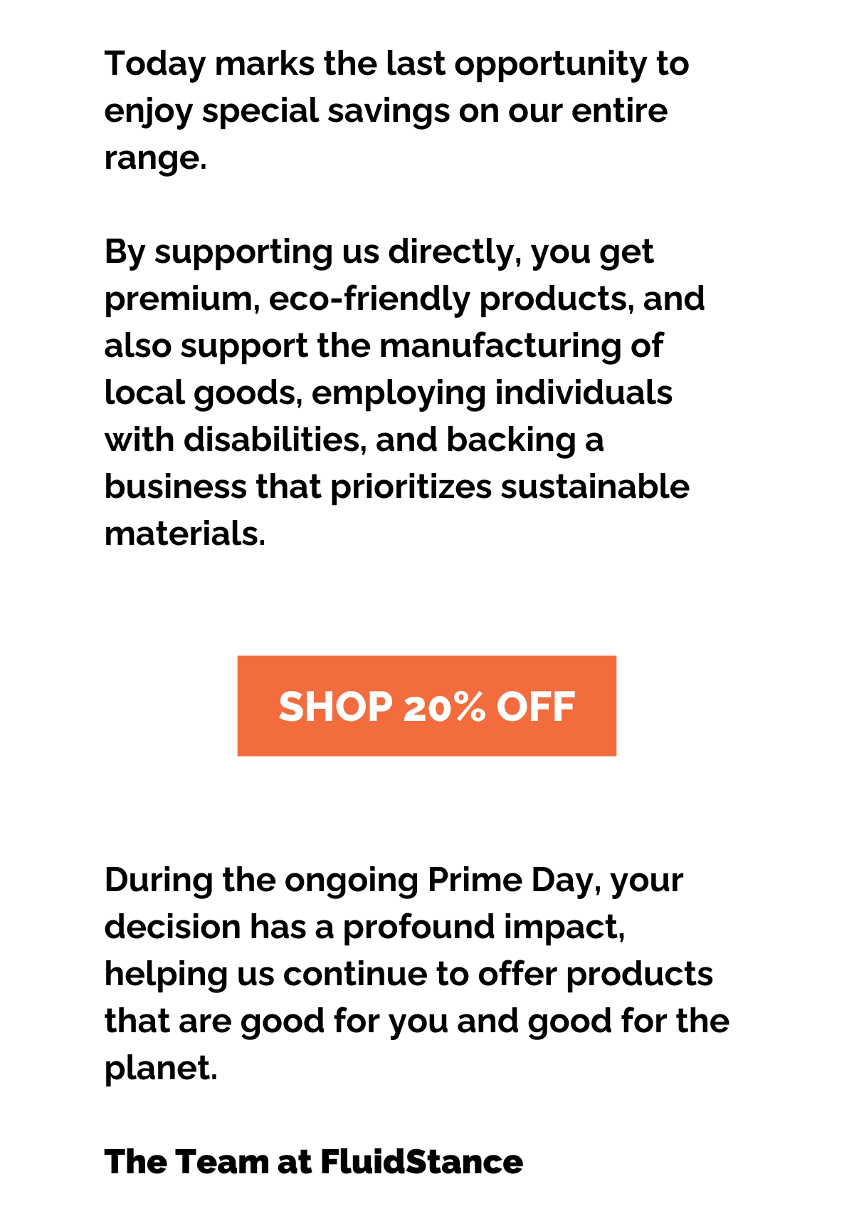 FLUIDSTANCE's Prime Day Parallel Offer