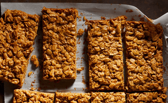 Peanut Butter Granola Bars on baking paper