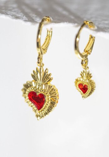Mismatched Sacred Heart Earrings