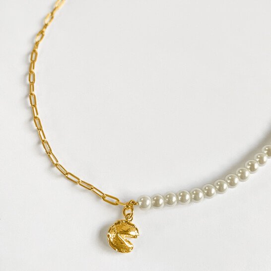 Fortune Cookie Pearl Necklace