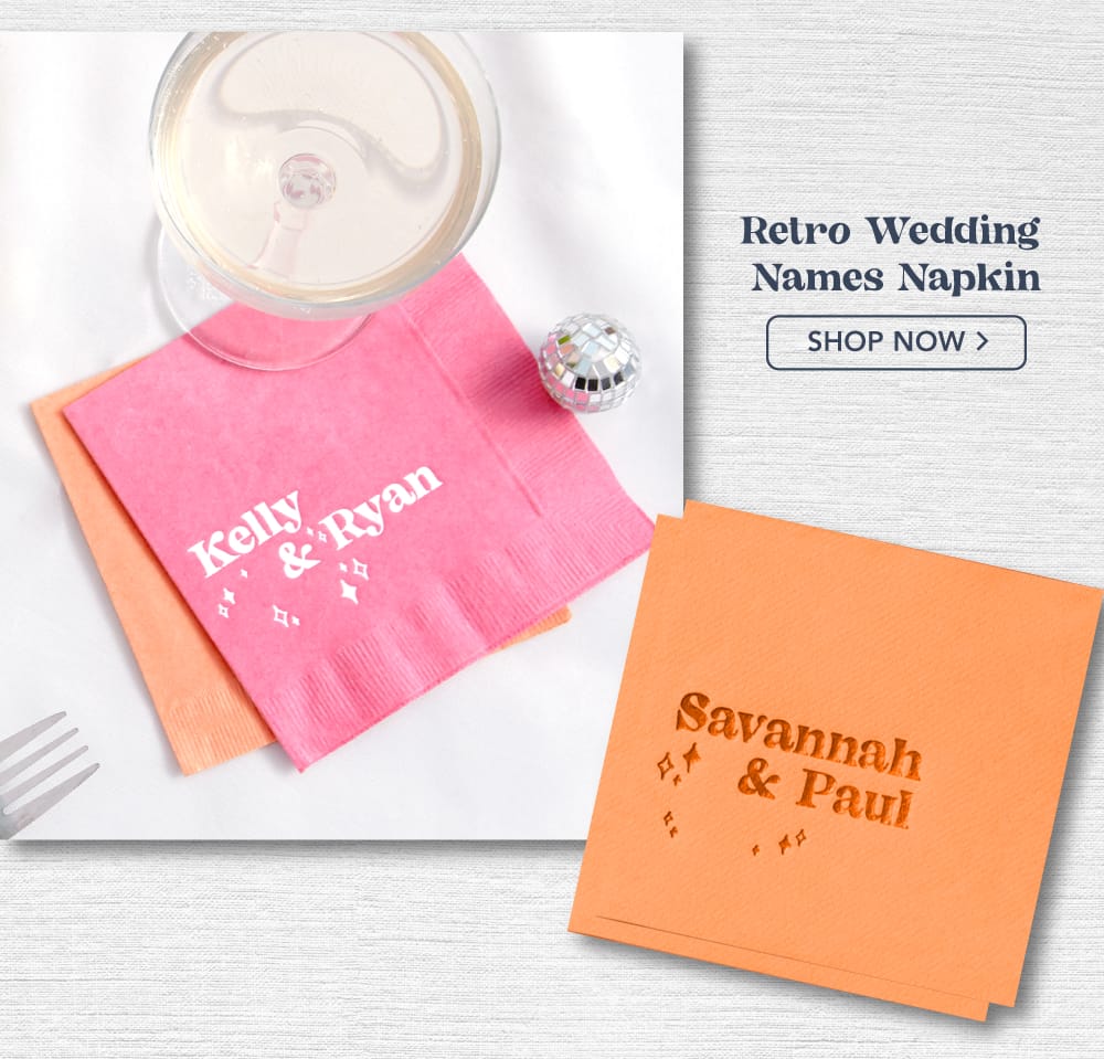 Retro Wedding Names Napkin | Shop Now