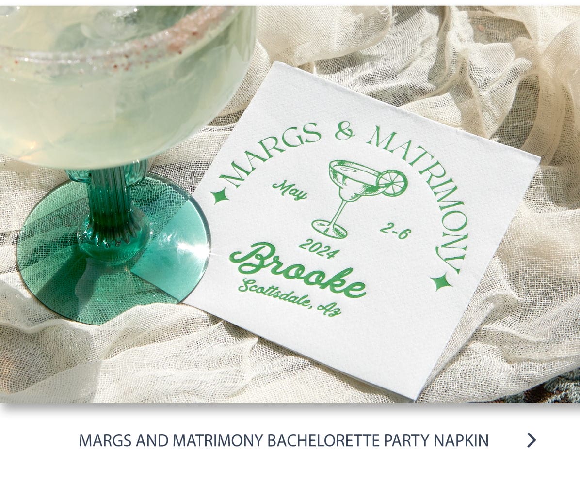 Margs and Matrimony Bachelorette Party Napkin >