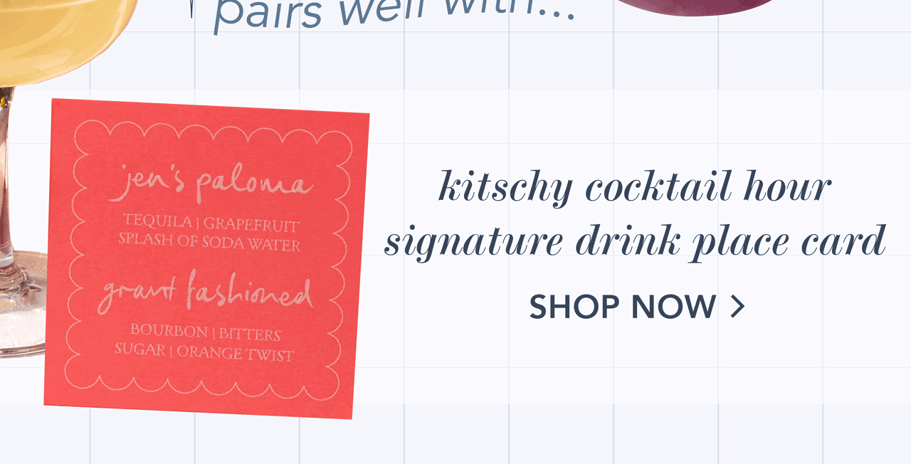 Kitschy Cocktail Hour Signature Drink Place Card