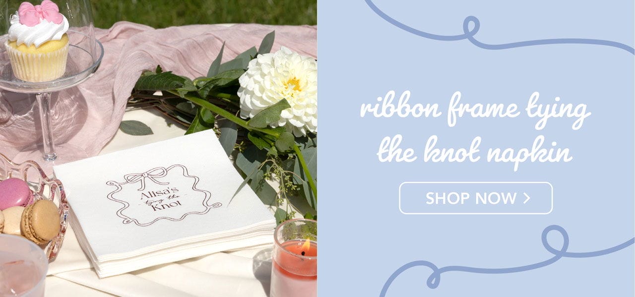 ribbon frame tying the knot napkin