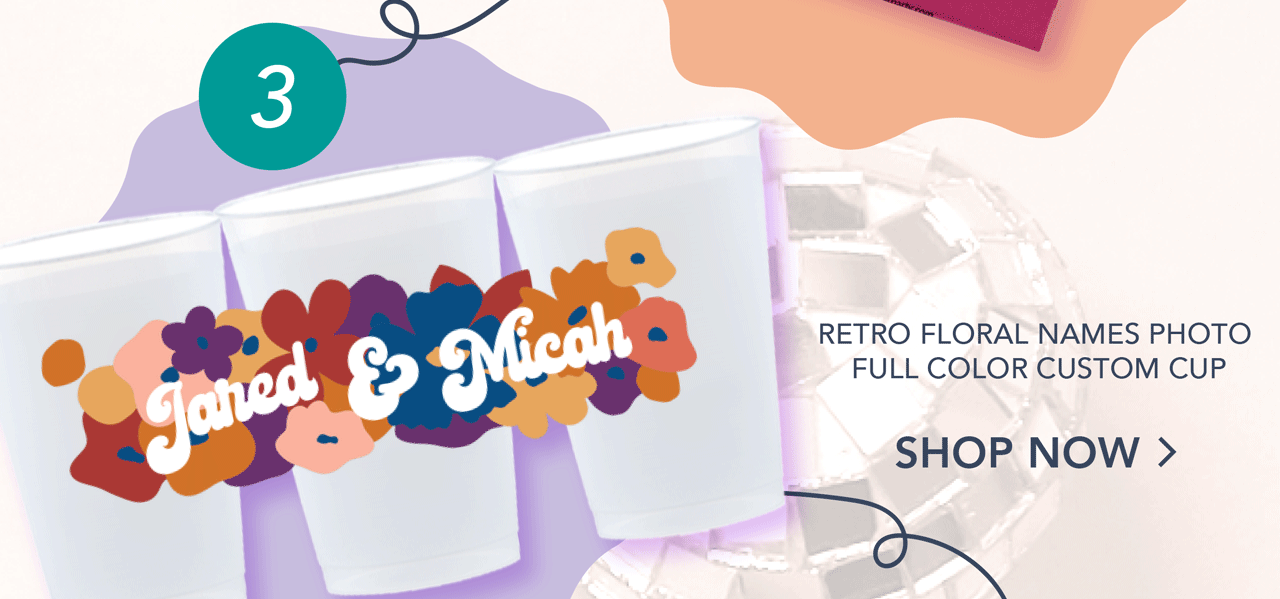 Shop Retro Floral Names Photo Full Color Custom Cup