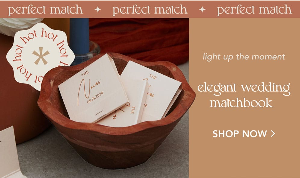 Boho Terracotta Elegant Wedding Matchbook