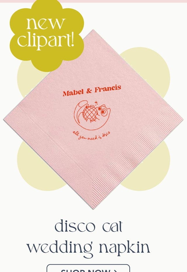 disco cat wedding napkin | shop now