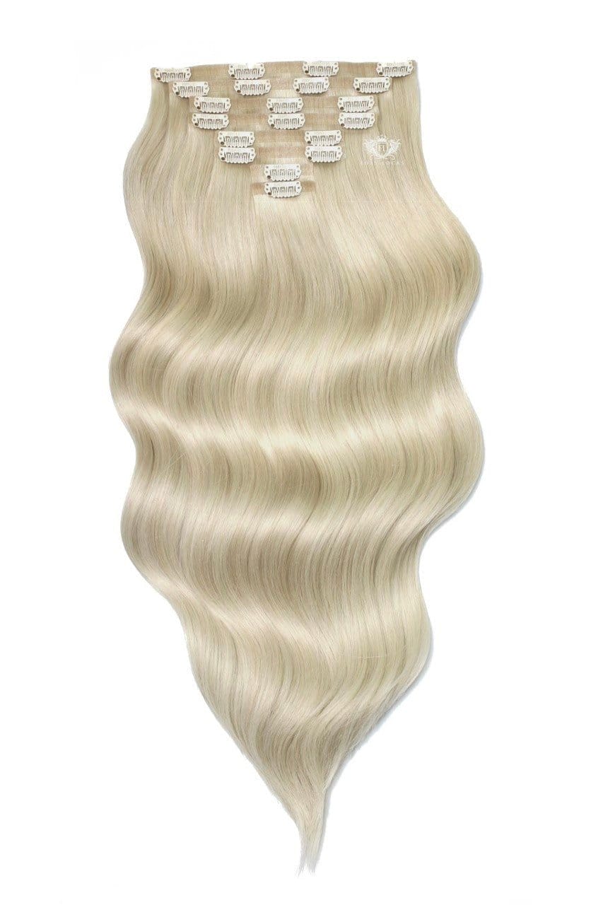 Image of Platinum Blonde - Superior 22" Silk Seamless Clip In Human Hair Extensions 230g