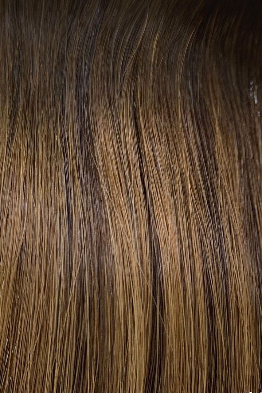 Image of Mochaccino - Volumizer 16" Silk Seamless Clip In Human Hair Extensions 50g :Rooted:| Foxy Locks