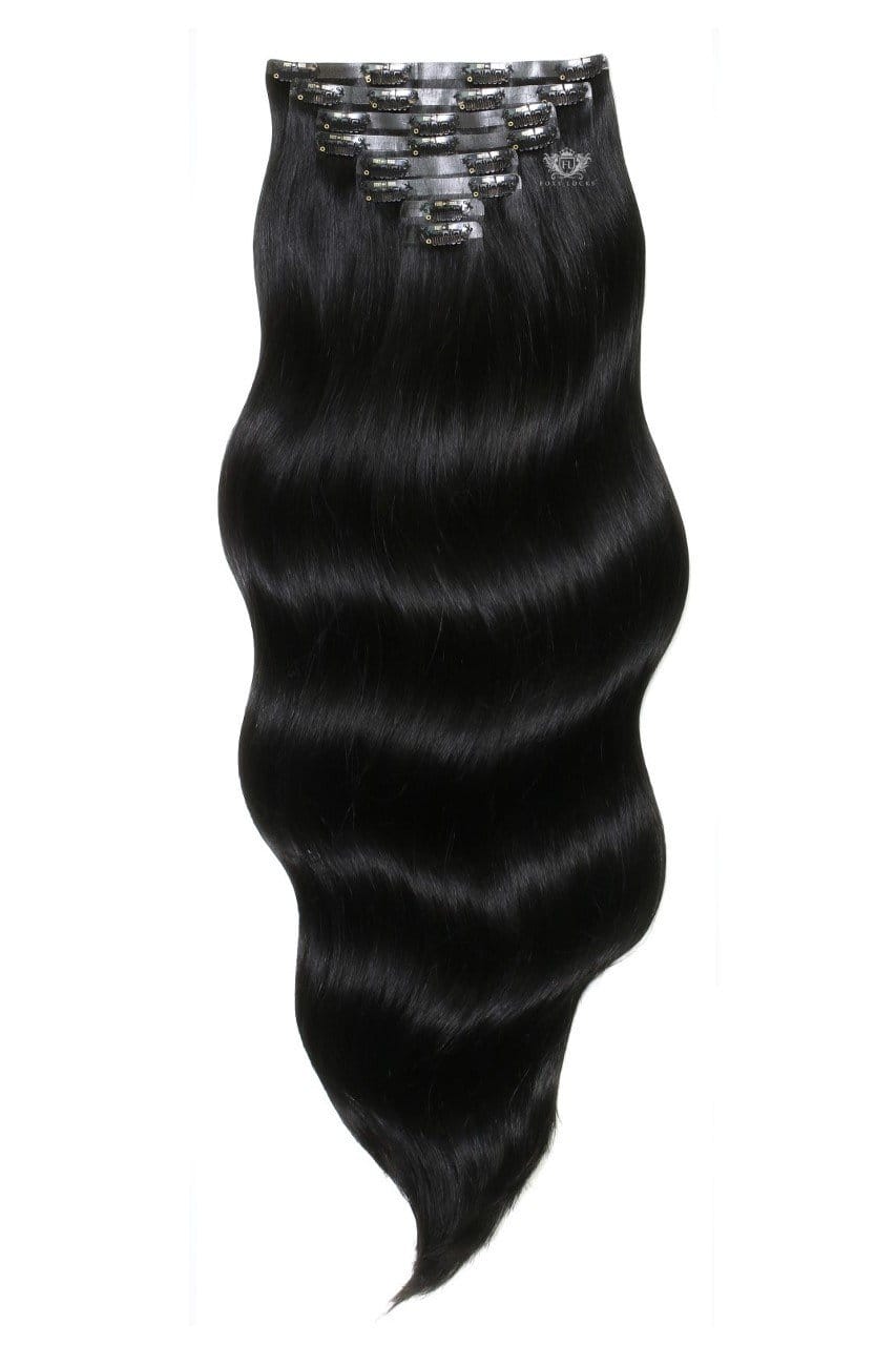 Image of Jet Black - Luxurious 26" Silk Seamless Clip In Human Hair Extensions 300g